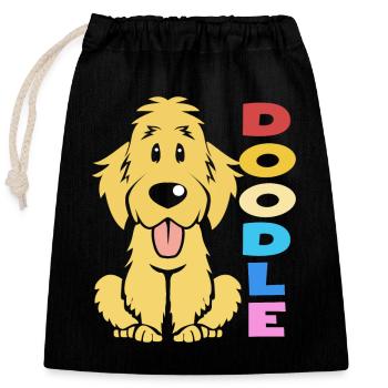Doodle Hund Goldendoodle Golden Retriever Pudel - Verschließbarer Geschenkbeutel aus Baumwolle (25x30cm) - Schwarz - Vorne