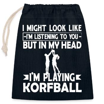 Idée cadeau Korfball Dire drôle - Sac cadeau en coton avec cordon (25 x 30 cm) - bleu marine - Devant