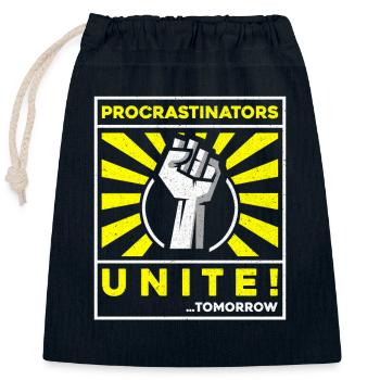 procrastinators unite tomorrow - Closable cotton gift bag (25x30cm) - navy - Front