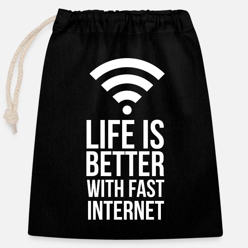 chemise de nerd optique de fibre d'Internet rapide - Sac cadeau en coton avec cordon (25 x 30 cm) - noir