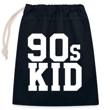 90s party - Closable cotton gift bag (25x30cm) - navy - Front