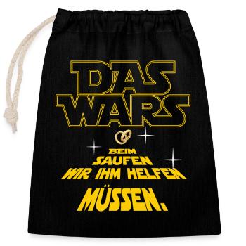 DAS WARS beim Saufen wir ihm helfen müssen JGA - Verschließbarer Geschenkbeutel aus Baumwolle (25x30cm) - Schwarz - Vorne