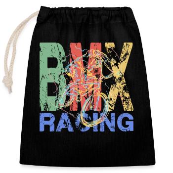 Courses de BMX - Sac cadeau en coton avec cordon (25 x 30 cm) - noir - Devant