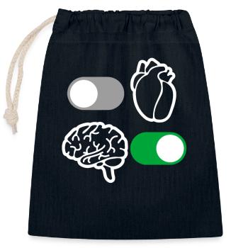 Brain and heart reason - Closable cotton gift bag (25x30cm) - navy - Front