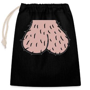 Bag face testicles eggs JGA funny gift men - Closable cotton gift bag (25x30cm) - black - Front