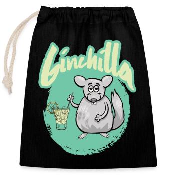 Gincilla Gin Chinchilla Shirt - Verschließbarer Geschenkbeutel aus Baumwolle (25x30cm) - Schwarz - Vorne