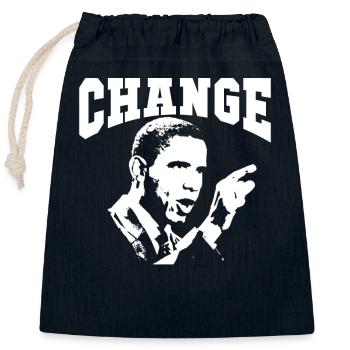 Obama | Change Avoid Dogma And Fear Of The Unknown - Closable cotton gift bag (25x30cm) - navy - Front