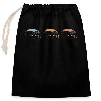 Retro pig brush pig boar - Closable cotton gift bag (25x30cm) - black - Front