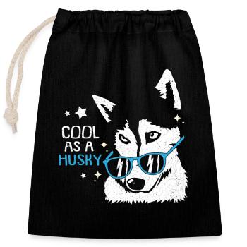 Husky - Verschließbarer Geschenkbeutel aus Baumwolle (25x30cm) - Schwarz - Vorne