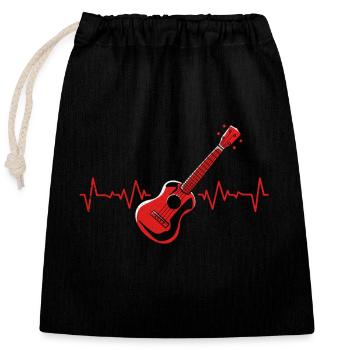 guitare - Sac cadeau en coton avec cordon (25 x 30 cm) - noir - Devant