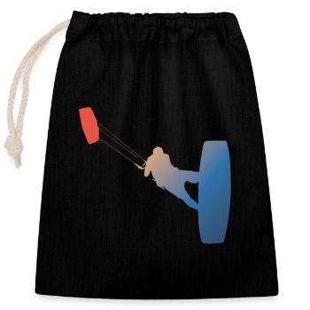 T-shirts Kitesurfers avec cerf-volant cool et cool - Sac cadeau en coton avec cordon (25 x 30 cm) - noir - Devant