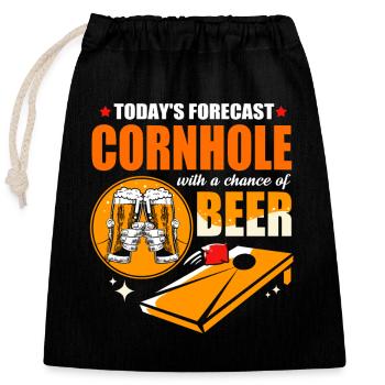 Cornhole Sackloch Bean Bag Spiel USA Amerika - Verschließbarer Geschenkbeutel aus Baumwolle (25x30cm) - Schwarz - Vorne