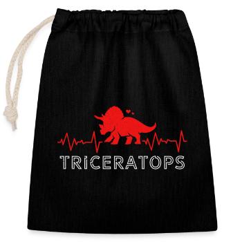Triceratops - Closable cotton gift bag (25x30cm) - black - Front