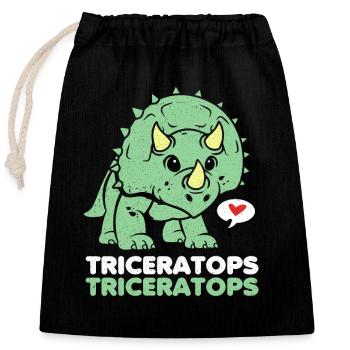 Triceratops - Closable cotton gift bag (25x30cm) - black - Front