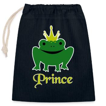 Animals, the frog prince - animals, the frog king - Closable cotton gift bag (25x30cm) - navy - Front