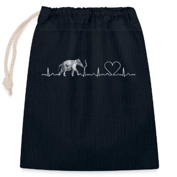 Pouls Eléphant - Sac cadeau en coton avec cordon (25 x 30 cm) - bleu marine - Devant