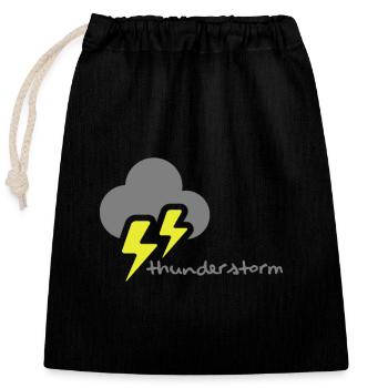 Weather, thunderstorm - weather, thunder storm - Closable cotton gift bag (25x30cm) - black - Front