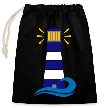 lighthouse - Closable cotton gift bag (25x30cm) - black - Front