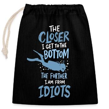 Closer To The Bottom Diving Plongeur Plongée Plongée - Sac cadeau en coton avec cordon (25 x 30 cm) - noir - Devant