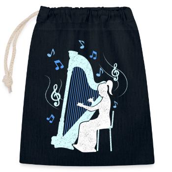 Harp player - Closable cotton gift bag (25x30cm) - navy - Front