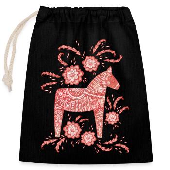 Cheval suédois Darla - Sac cadeau en coton avec cordon (25 x 30 cm) - noir - Devant