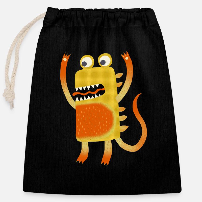 Niedliche Monster - Verschließbarer Geschenkbeutel aus Baumwolle (25x30cm) - Schwarz