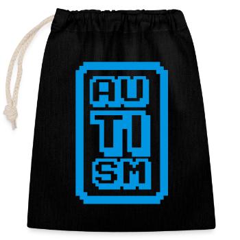autism - Closable cotton gift bag (25x30cm) - black - Front