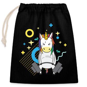 Licorne Fitness Gym Sport Halthane cadeau - Sac cadeau en coton avec cordon (25 x 30 cm) - noir - Devant