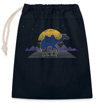 Camel egypt holiday sahara desert animal - Closable cotton gift bag (25x30cm) - navy - Front