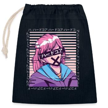 Glitch japanese manga style - Closable cotton gift bag (25x30cm) - navy - Front