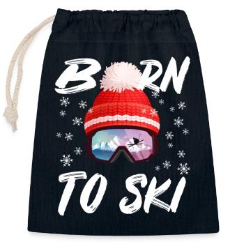 Born to Ski - Verschließbarer Geschenkbeutel aus Baumwolle (25x30cm) - Navy - Vorne