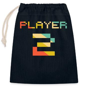 Player 1 Player 2 Gamer Couple Gamer Partner Look - Closable cotton gift bag (25x30cm) - navy - Front