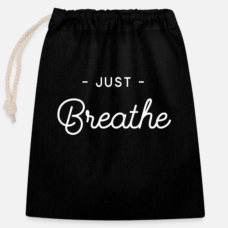 Respirez profondément - Sac cadeau en coton avec cordon (25 x 30 cm) - noir