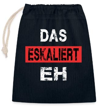 DAS ESKALIERT EH - Verschließbarer Geschenkbeutel aus Baumwolle (25x30cm) - Navy - Vorne