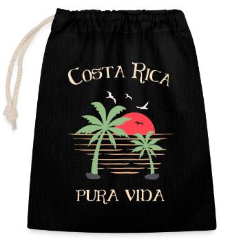 Costa Rica - Verschließbarer Geschenkbeutel aus Baumwolle (25x30cm) - Schwarz - Vorne