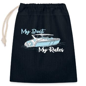 Motor boat My boat My rules English - Closable cotton gift bag (25x30cm) - navy - Front