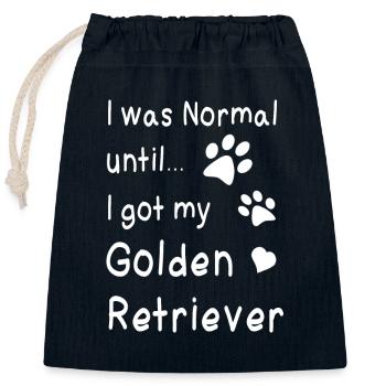 Golden retriever - Closable cotton gift bag (25x30cm) - navy - Front