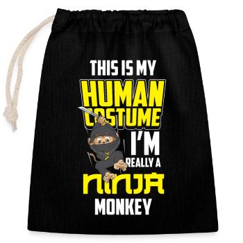Monkey ninja monkey gift boys - Closable cotton gift bag (25x30cm) - black - Front