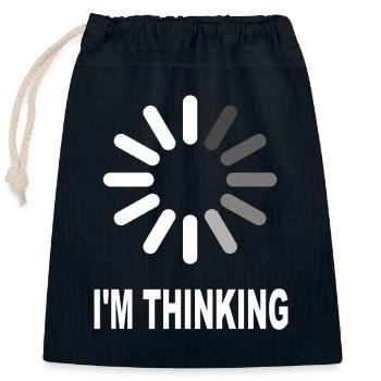 I'm thinking - Closable cotton gift bag (25x30cm) - navy - Front