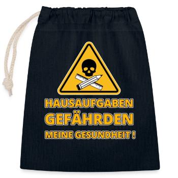Hausaufgaben Schule Gesundheit - Verschließbarer Geschenkbeutel aus Baumwolle (25x30cm) - Navy - Vorne