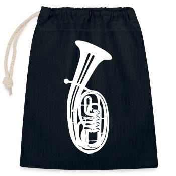 Motif corne ténor - Sac cadeau en coton avec cordon (25 x 30 cm) - bleu marine - Devant
