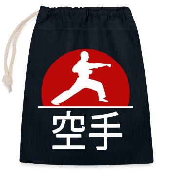 Karaté Arts martiaux japonais Sports de combat Cadeau - Sac cadeau en coton avec cordon (25 x 30 cm) - bleu marine - Devant