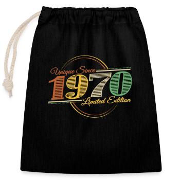Birthday 1970 Retro Years Old - Closable cotton gift bag (25x30cm) - black - Front