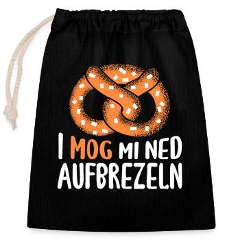 Brezel - Verschließbarer Geschenkbeutel aus Baumwolle (25x30cm) - Schwarz - Vorne