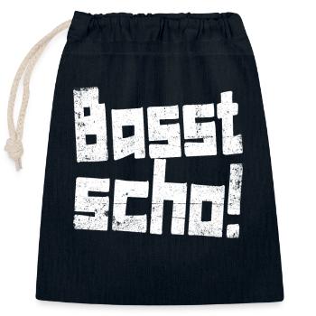 Basst Scho! It's a good fit! Grunge Style - Closable cotton gift bag (25x30cm) - navy - Front