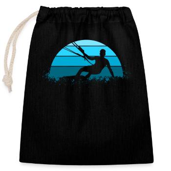 Kiteboard kitesurfing - Closable cotton gift bag (25x30cm) - black - Front