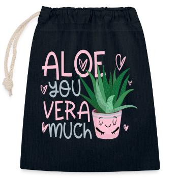 Aloe you vera much Valentinstag Verliebte - Closable cotton gift bag (25x30cm) - navy - Front