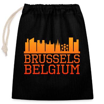 Brussels - Closable cotton gift bag (25x30cm) - black - Front