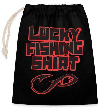 Lucky Fishing Shirt Angler Angeln - Closable cotton gift bag (25x30cm) - black - Front