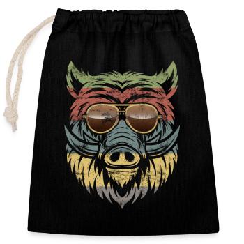 Wild boar hunting forester wild boar hunting trophy wild - Closable cotton gift bag (25x30cm) - black - Front
